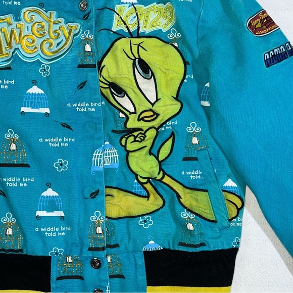 Vintage Looney Tunes Tweety Bird Jacket Mens M Warner Bros 90s Retro Rare - Picture 3 of 12